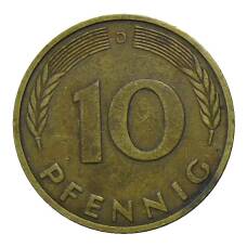 Монета 10 пфеннигов 1982 года D Германия (реверс)