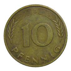 Монета 10 пфеннигов 1982 года D Германия (реверс)