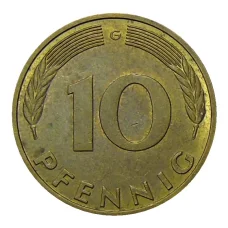 Монета 10 пфеннигов 1982 года G Германия (реверс)