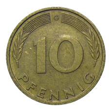 Монета 10 пфеннигов 1982 года G Германия (реверс)