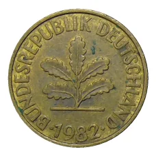 Монета 10 пфеннигов 1982 года G Германия (аверс)
