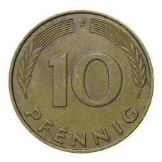 Монета 10 пфеннигов 1982 года F Германия (реверс)