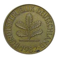 Монета 10 пфеннигов 1982 года F Германия (аверс)