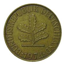 Монета 10 пфеннигов 1974 года J Германия (аверс)