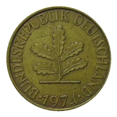 Монета 10 пфеннигов 1974 года J Германия (аверс)