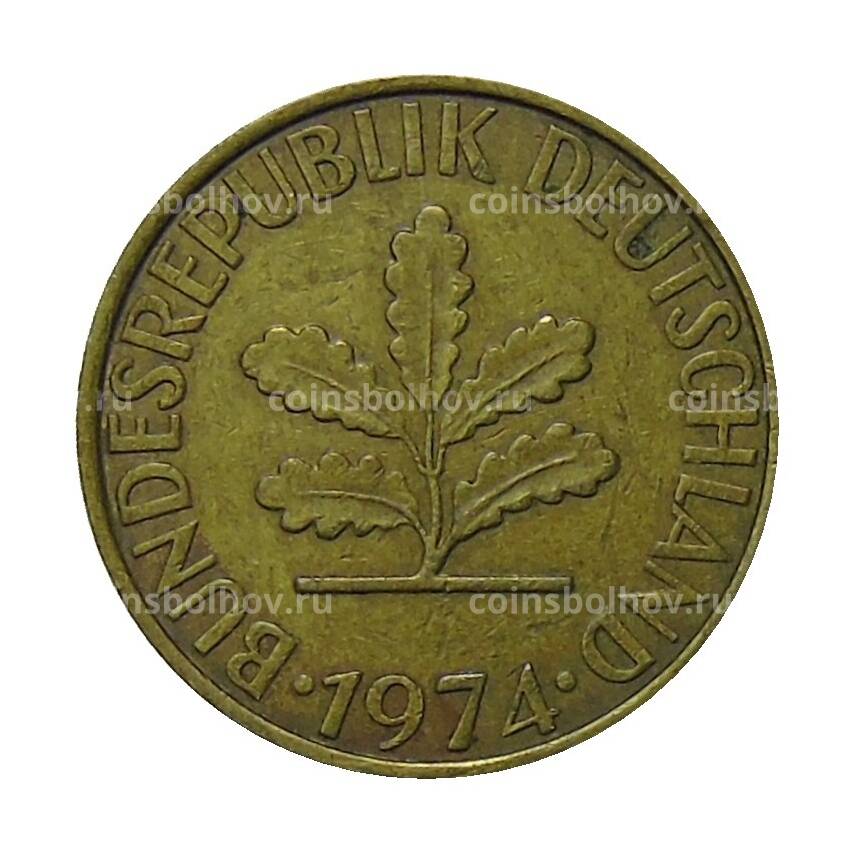 Монета 10 пфеннигов 1974 года J Германия