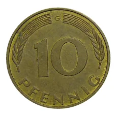 Монета 10 пфеннигов 1989 года G Германия (реверс)
