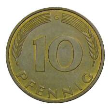 Монета 10 пфеннигов 1989 года G Германия (реверс)