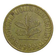 Монета 10 пфеннигов 1989 года D Германия (аверс)