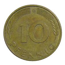 Монета 10 пфеннигов 1989 года D Германия (реверс)