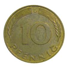 Монета 10 пфеннигов 1989 года D Германия (реверс)