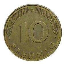 Монета 10 пфеннигов 1989 года D Германия (реверс)