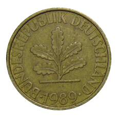 Монета 10 пфеннигов 1989 года F Германия (аверс)