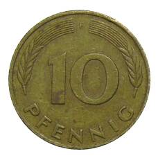 Монета 10 пфеннигов 1989 года F Германия (реверс)
