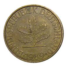 Монета 10 пфеннигов 1989 года F Германия (аверс)