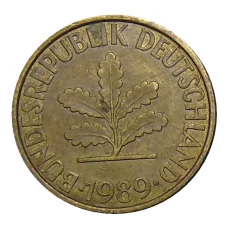Монета 10 пфеннигов 1989 года F Германия (аверс)