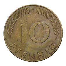 Монета 10 пфеннигов 1989 года F Германия (реверс)