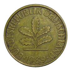 Монета 10 пфеннигов 1989 года F Германия (аверс)