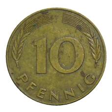 Монета 10 пфеннигов 1989 года F Германия (реверс)