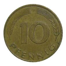 Монета 10 пфеннигов 1989 года F Германия (реверс)