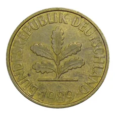 Монета 10 пфеннигов 1989 года F Германия (аверс)