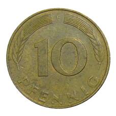 Монета 10 пфеннигов 1989 года F Германия (реверс)