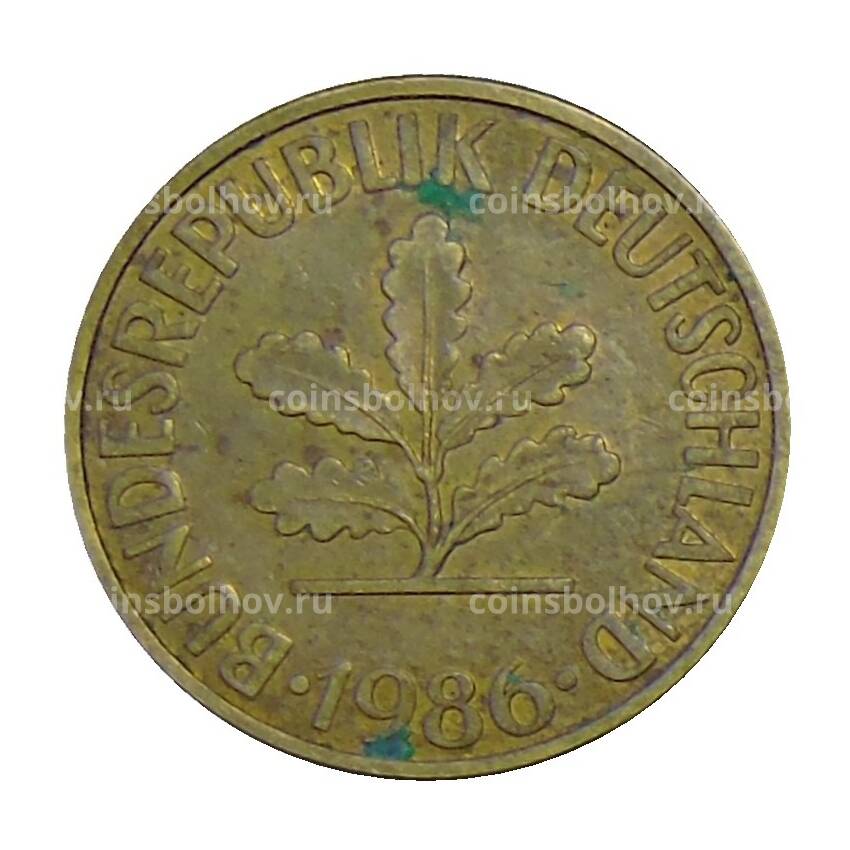 Монета 10 пфеннигов 1986 года D Германия