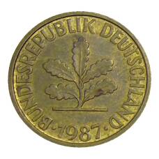 Монета 10 пфеннигов 1987 года F Германия (аверс)