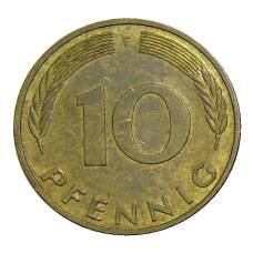 Монета 10 пфеннигов 1987 года F Германия (реверс)