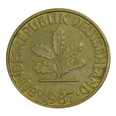 Монета 10 пфеннигов 1987 года F Германия (аверс)