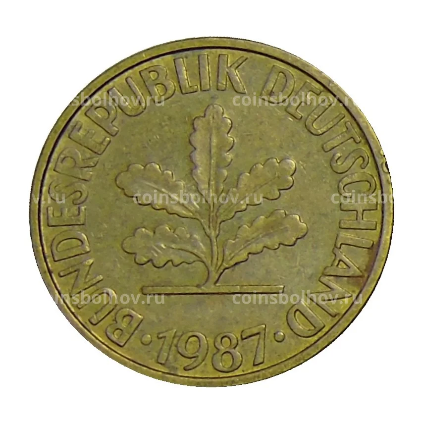 Монета 10 пфеннигов 1987 года F Германия