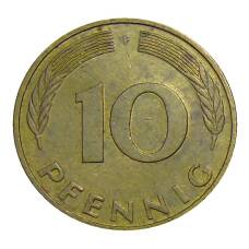 Монета 10 пфеннигов 1987 года F Германия (реверс)