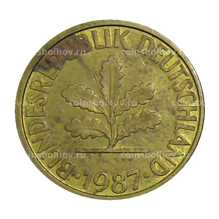 Монета 10 пфеннигов 1987 года F Германия