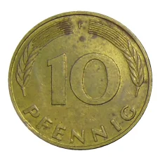 Монета 10 пфеннигов 1987 года F Германия (реверс)