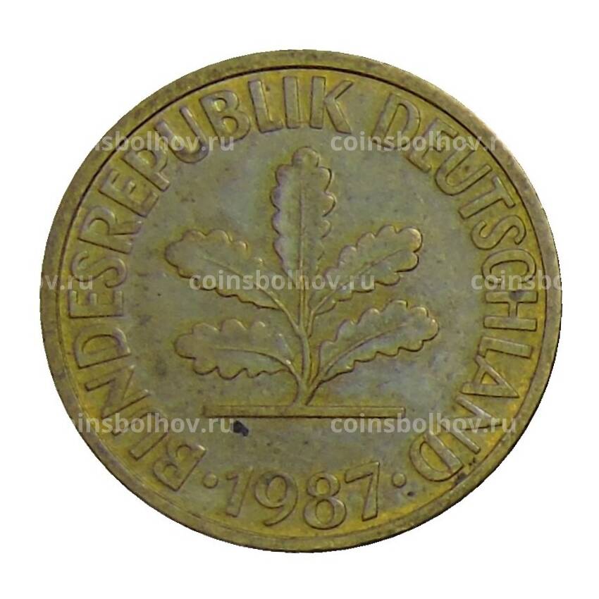 Монета 10 пфеннигов 1987 года D Германия