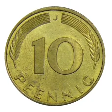 Монета 10 пфеннигов 1987 года J Германия (реверс)