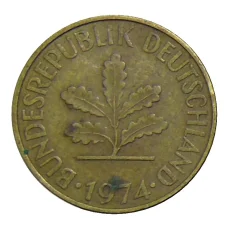 Монета 10 пфеннигов 1974 года F Германия (аверс)