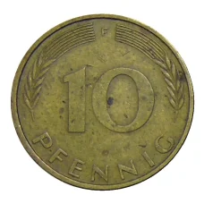 Монета 10 пфеннигов 1974 года F Германия (реверс)