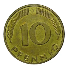 Монета 10 пфеннигов 1996 года J Германия (реверс)