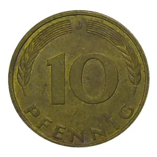 Монета 10 пфеннигов 1993 года J Германия (реверс)