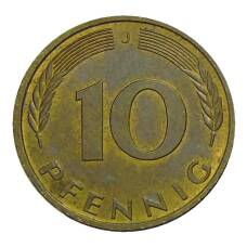 Монета 10 пфеннигов 1993 года J Германия (реверс)