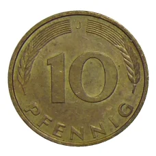 Монета 10 пфеннигов 1995 года J Германия (реверс)