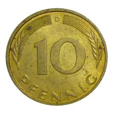 Монета 10 пфеннигов 1995 года D Германия (реверс)