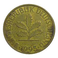 Монета 10 пфеннигов 1995 года F Германия (аверс)