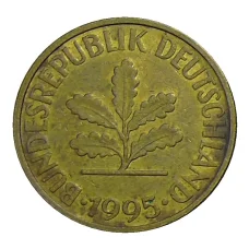 Монета 10 пфеннигов 1995 года F Германия (аверс)