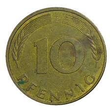 Монета 10 пфеннигов 1995 года F Германия (реверс)