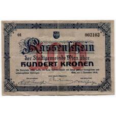 Банкнота 100 крон 1918 года Австрия — Нотгельд (Вена) (аверс)