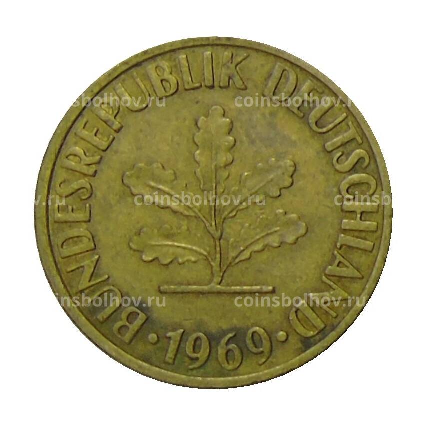 Монета 10 пфеннигов 1969 года D Германия