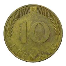 Монета 10 пфеннигов 1969 года D Германия (реверс)