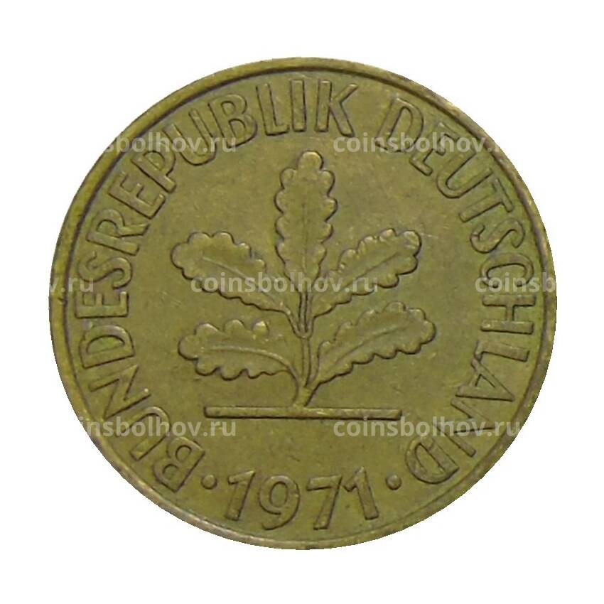 Монета 10 пфеннигов 1971 года J Германия